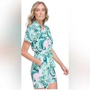Tropical Leaf Print Romper